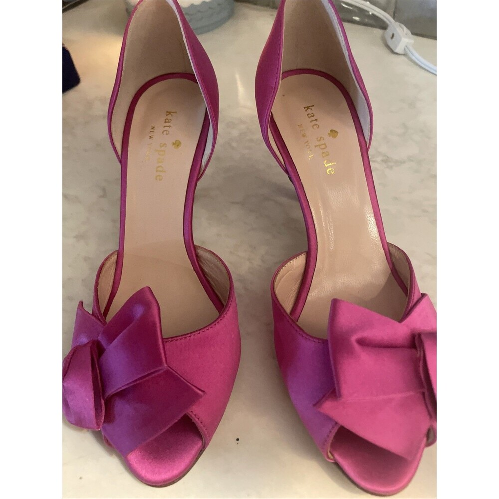 Kate Spade New York Fuchsia Bow Glitter Heels Vero Curio Italy 5.5
